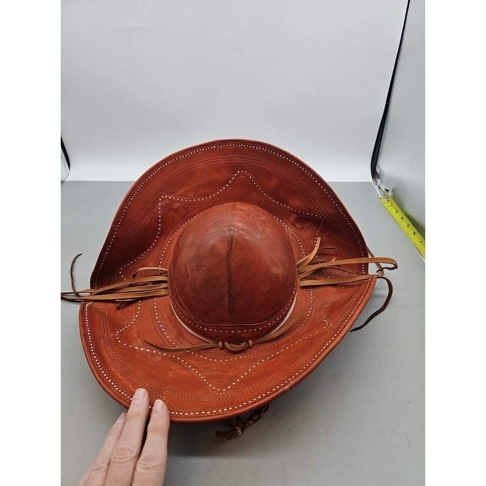 Vintage Traditional Brazilian‎ Leather Cowboy Hat Vaquiero Recife PE Brazil